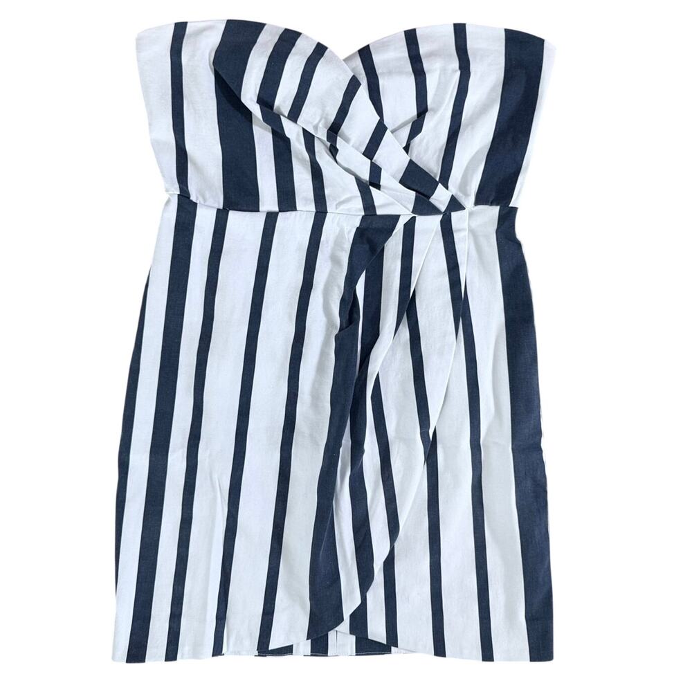 Olivaceous Striped Strapless Mini Dress Nautical Size Medium Navy Blue White